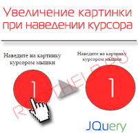 Увеличение картинки при наведении курсора, JQuery